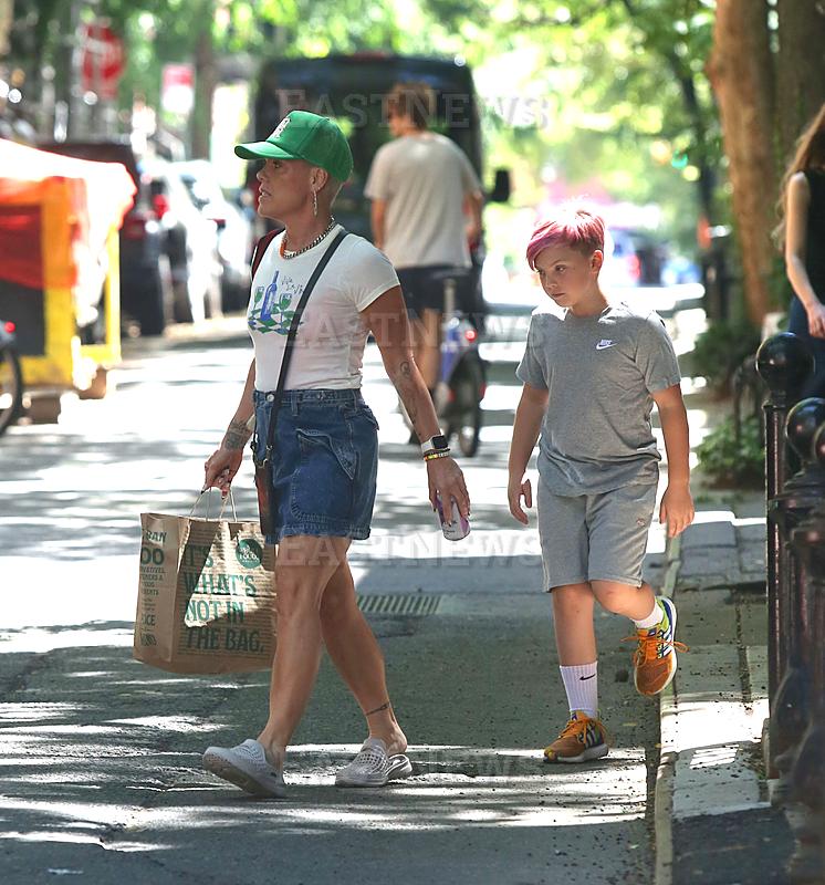 New York: Pink runs some errands with her son Jameson